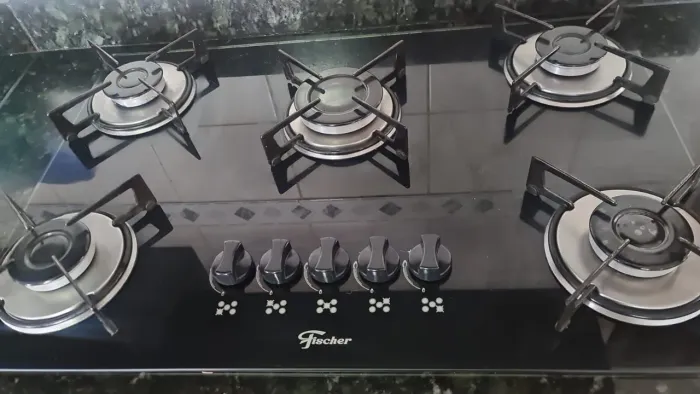 Fogão Cooktop Fischer 5 Bocas Vidro Temperado Preto