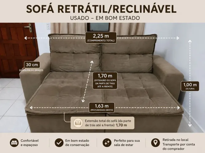 Sofá retrátil reclinável