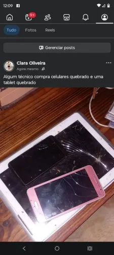 Celulares que quebrado e um tablet quebrado