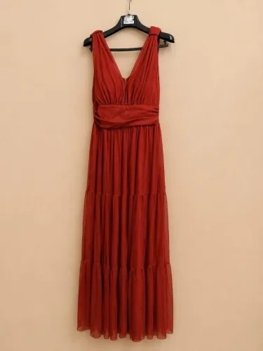 Vestido de gala terracota