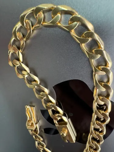 Pulseira Groumet de ouro 15.51g 18k procedência garantia eterna