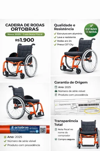 ? OPORTUNIDADE REAL - Cadeira de Rodas Ortobras 2025 - R$ 1.900