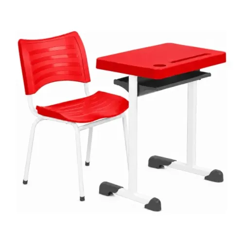 Kit Escolar Individual Mesa e Cadeira Adulto Realplast Vermelho 48082