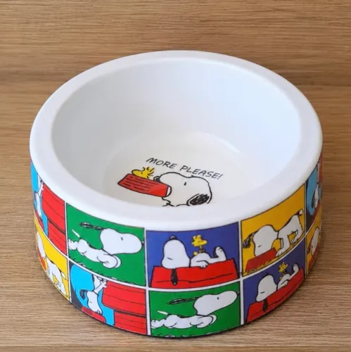 Comedouro colorido pet Snoopy novo - estoque de loja
