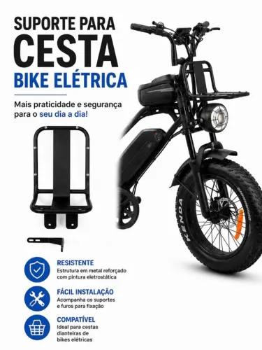 Suporte de cesta para bike elétrica