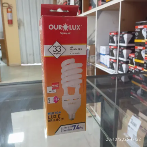 Lâmpada Espiral 33W Luz Branca Fria 220v Ourolux