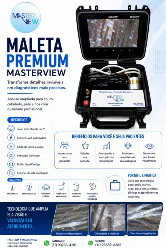 MALETA PREMIUM (EQUIPAMENTO PARA ANÁLISE CAPILAR) DERMATOSCÓPIO/TRICOSCÓPIO
