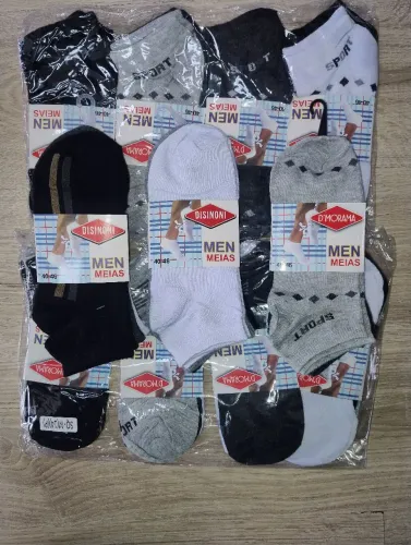 Kit 3 pares meias soquete cores sortidas