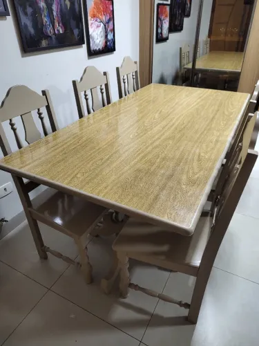 Conjunto mesa com 6 cadeiras madeira cerejeira
