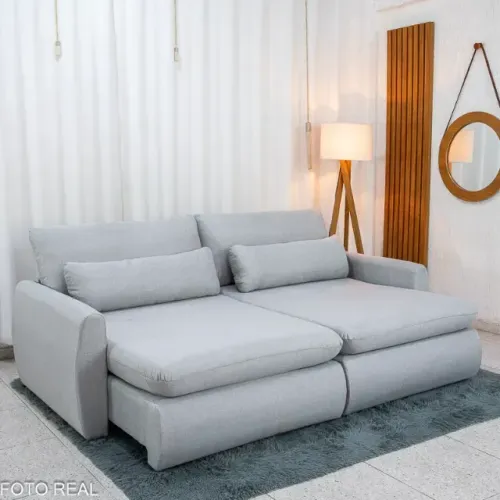 SOFÁ CAMA RETRÁTIL AMARANTO 2.30M LINHO SEM CAIXA. PRONTA ENTREGA.