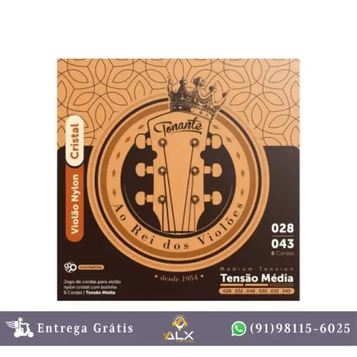 Corda P/ Violão Nylon Cristal C/ Bolinha Cobre Prata Media 0.028 - 0.043 *ENTREGA GRÁTIS*