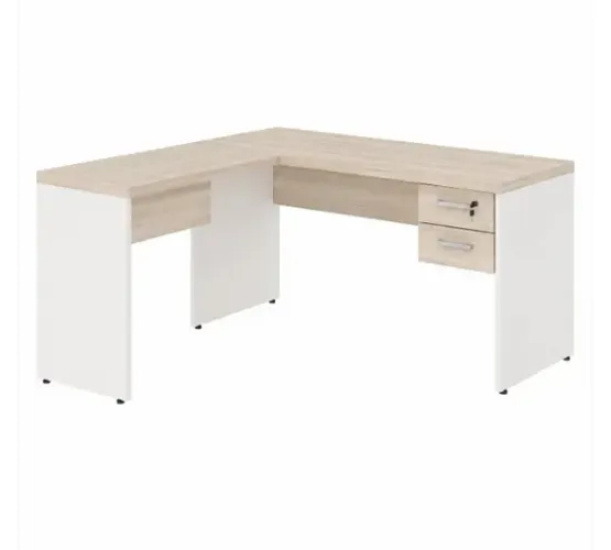 Mesa de Escritório em "L" Com Gavetas clara (1,70x0,70) + Mesa Auxiliar (0,90x0,45) Fresno