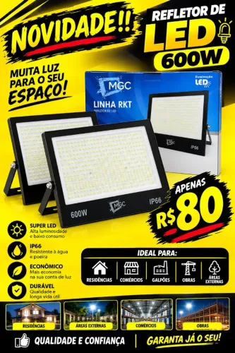 Refletor de Led 600W Branco Frio