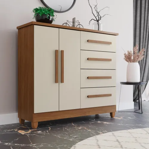 CÔMODA C/ SAPATEIRA DUBAI 2 PORTAS 4 GAVETAS 