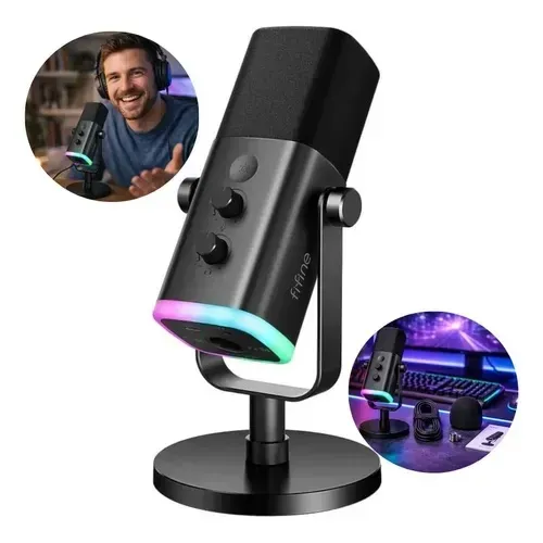 Microfone Gamer USB Fifine Streaming AM8 XLR