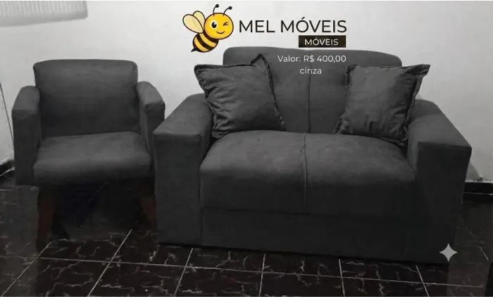 - kit sala - Sofa 2 lugares + poltrona + almofadas de brinde