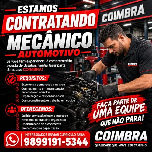 Estamos contratando auxiliar mecânico Eletricista automotivo
