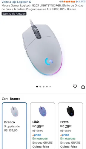 mouse gamer logitech g203 + mousepad de 90cm couro