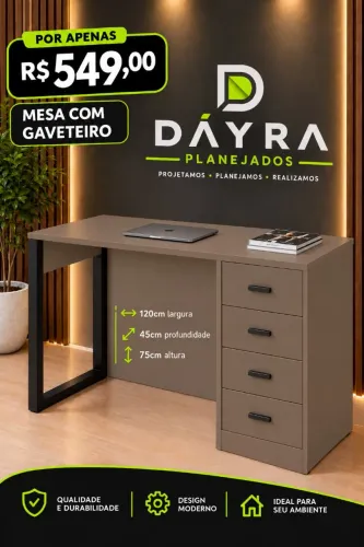 Mesa pra escritório retro com pe em metalon