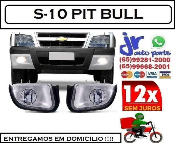 Par de  Farol de Milha Chevrolet S 10 01 02 03 04 05 06 07 08 09 10 11 Pitbull