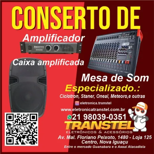 Conserto de amplificador, mesa de som e caixas de som