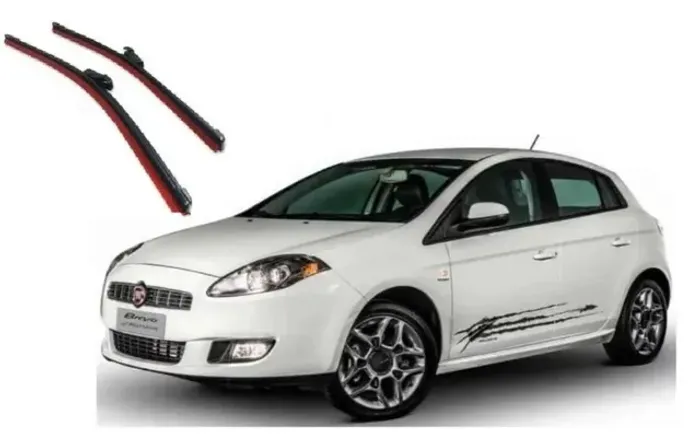 Par de Palhetas do Limpador do Para-Brisa Fiat Bravo_Instalação Grátis na Hora