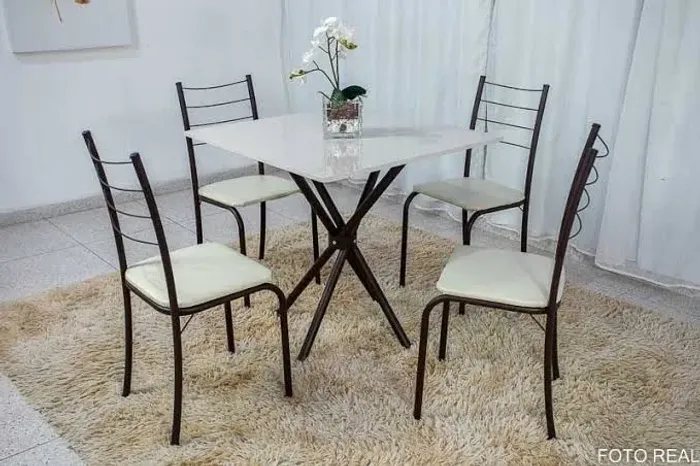 Mesa 4 cadeiras 75x75 off white - ENTREGA HOJE !!! 