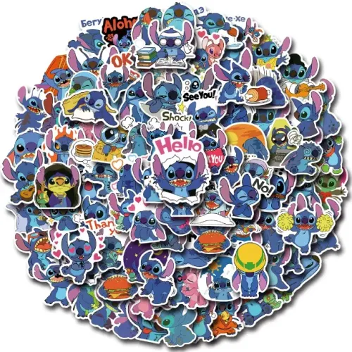 Kit 50 Adesivos de Lilo & Stitch - Autocolantes Pcs Peças Unidades Lindo Fofos Fofinhos