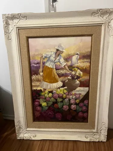 Quadro ?Floristas? - Manoel Costa (90x60 cm) - Pintura Original com Moldura Clássica