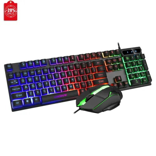Teclado e mouse com fio USB com Led RGb
