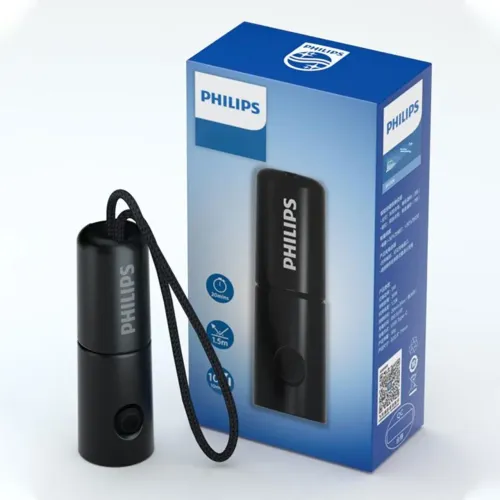 Philips-Mini lanterna LED Recarregável com Luz de Emergência,Camping, Caminhada,Autodefesa
