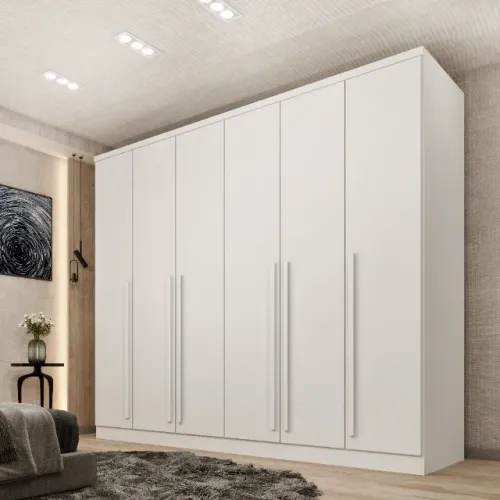 Roupeiro Aracena.Sevilla 6 Portas Branco Neve Frete Grátis - Até 12x