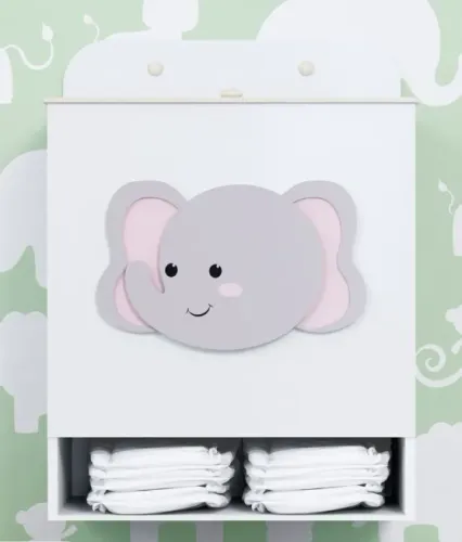 Porta fraldas MDF Elefante Amiguinhos Safari - Grão de gente