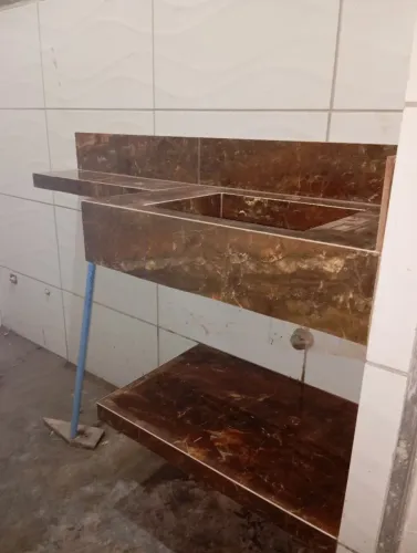 Cuba De Pia De Banheiro Em Pedra Marmorizada. ?