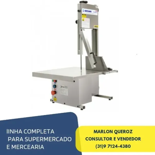 Serra Fita Beccaro De Bancada toda Inox Bivolt Para Carnes