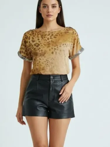 Bata morena rosa animal print 