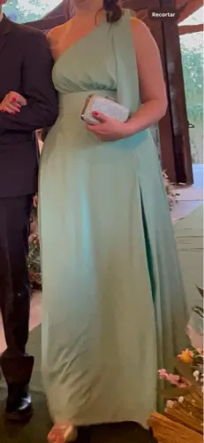 Vestido de festa longo verde oliva