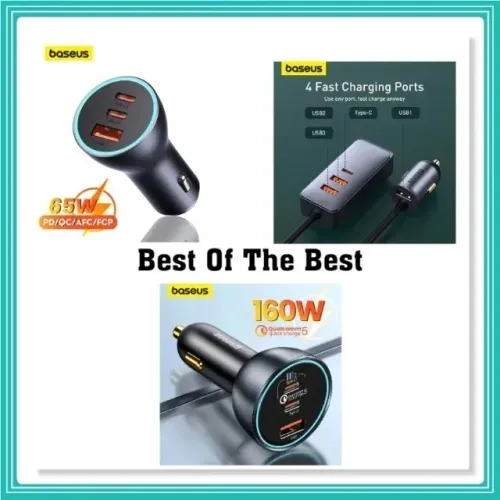 Carregadores Inteligente Veicular Baseus Turbo UsbTipo-C 65W-120W