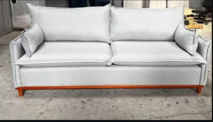 Sofá Living Martins 2,20m Linho com Almofadas - Fácil Atacadista