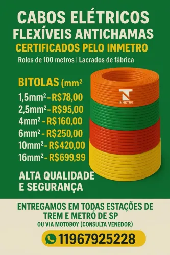 Cabos Elétricos Flexíveis Antichamas Certificados INMETRO