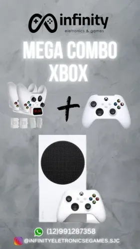 Xbox Series S 512Gb + Controle Adicional + Kit 2 Bateria - Infinity Eletronics & Games
