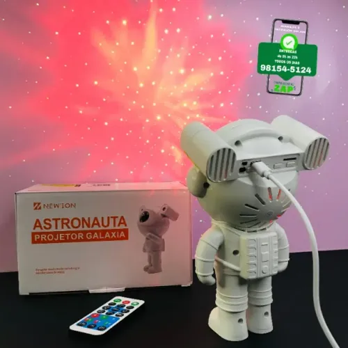 Projector Astronauta com Controle Bluetooth - Entregamos 9h ás 23h