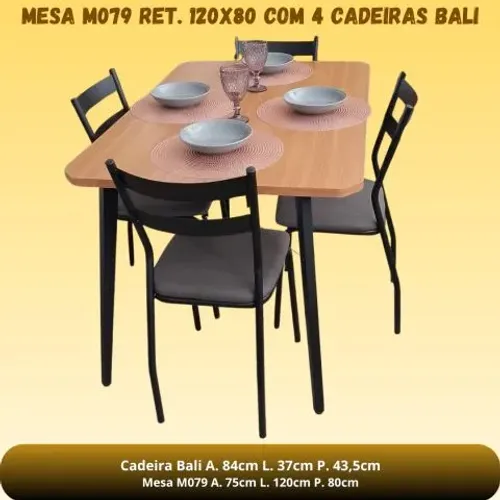 MESA M079 RET 120x80 COM 4 CADEIRAS BALI