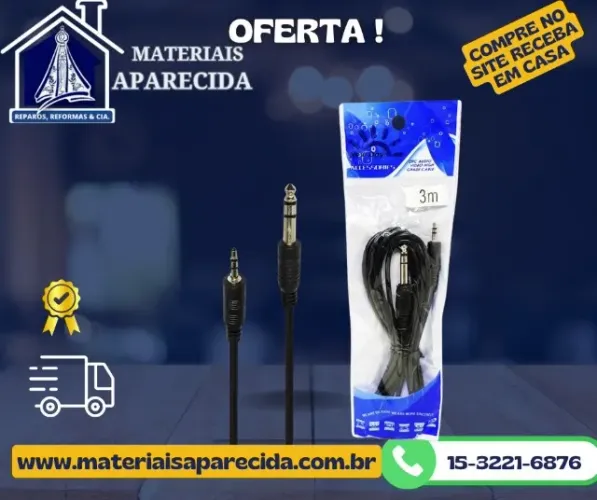 Cabo Auxiliar P2+P10 Audio 3 Mt N456