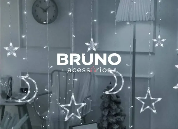 Cascata Lua e Estrela 2.5 metros Natal de Led