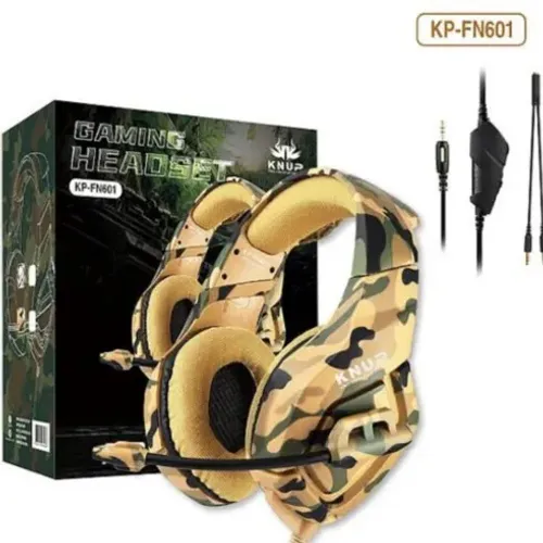 Headset Gamer Knup KP-FN601 Camuflado Amarelo P3 + Adaptador P2 - WZetta
