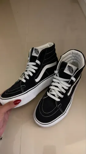 tênis vans sk8-hi preto e branco - cano alto / original