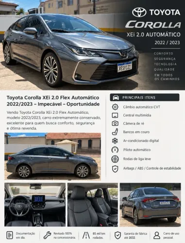 Toyota Corolla XEI 2.0 Flex 16V Aut. 2023