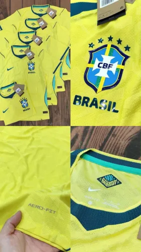 Camisa Brasil Edicao Especial Aero Fit Amarela Com Etiqueta