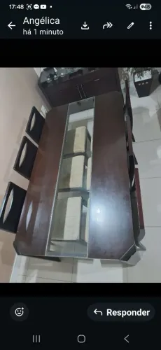 Conjunto de mesa de jantar com 6 cadeiras madeira maciça